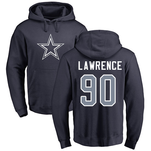 NFL Nike Dallas Cowboys #90 Demarcus Lawrence Navy Blue Name & Number Logo Pullover Hoodie