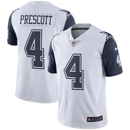 Youth Nike Dallas Cowboys #4 Dak Prescott Limited White Rush Vapor Untouchable NFL Jersey