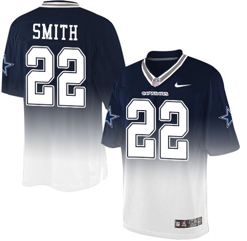 Youth Nike Dallas Cowboys #22 Emmitt Smith Elite Navy/White Fadeaway NFL Jersey