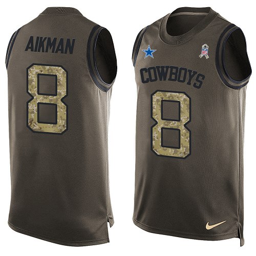 Men's Nike Dallas Cowboys #8 Troy Aikman Limited Green Salute to Service Tank Top NFL Jersey