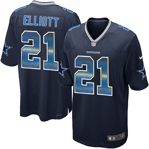 Men's Nike Dallas Cowboys #21 Ezekiel Elliott Limited Navy Blue Strobe NFL Jersey