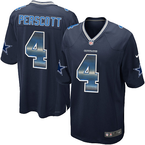 Men's Nike Dallas Cowboys #4 Dak Prescott Limited Navy Blue Strobe NFL Jersey