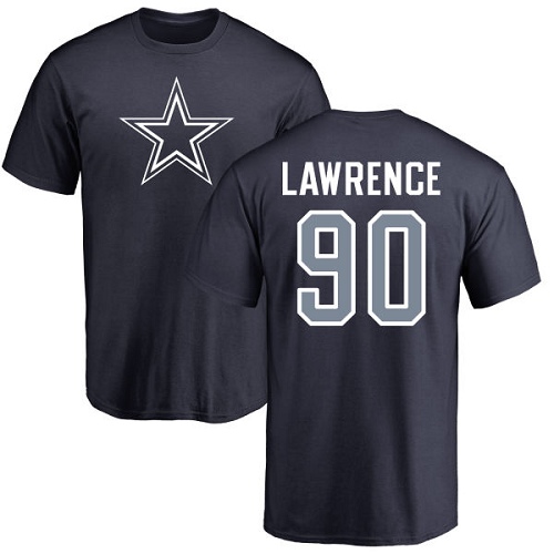 NFL Nike Dallas Cowboys #90 Demarcus Lawrence Navy Blue Name & Number Logo T-Shirt