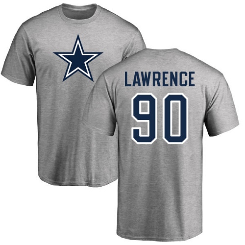 NFL Nike Dallas Cowboys #90 Demarcus Lawrence Ash Name & Number Logo T-Shirt