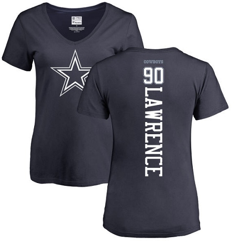NFL Women's Nike Dallas Cowboys #90 Demarcus Lawrence Navy Blue Backer T-Shirt