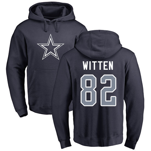 NFL Nike Dallas Cowboys #82 Jason Witten Navy Blue Name & Number Logo Pullover Hoodie