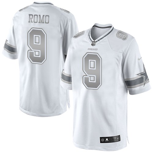Women's Nike Dallas Cowboys #9 Tony Romo Limited White Platinum NFL Jersey