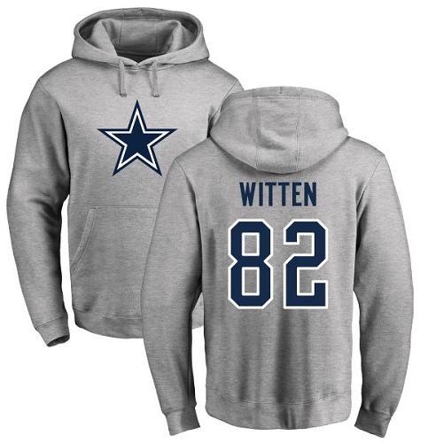 NFL Nike Dallas Cowboys #82 Jason Witten Ash Name & Number Logo Pullover Hoodie