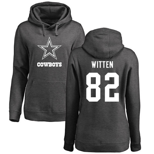 NFL Women's Nike Dallas Cowboys #82 Jason Witten Ash One Color Pullover Hoodie