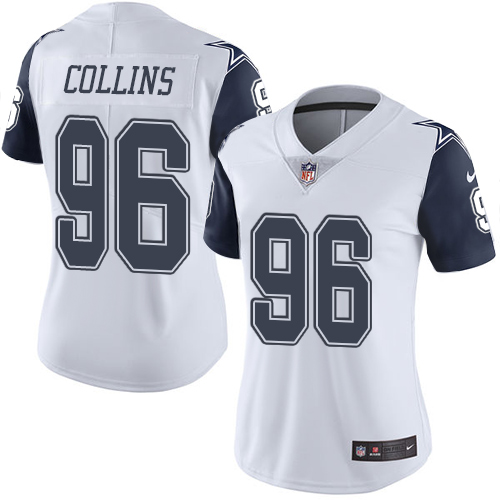 Women's Nike Dallas Cowboys #96 Maliek Collins Limited White Rush Vapor Untouchable NFL Jersey
