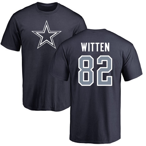 NFL Nike Dallas Cowboys #82 Jason Witten Navy Blue Name & Number Logo T-Shirt