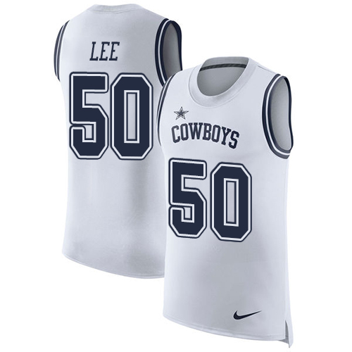 Men's Nike Dallas Cowboys #50 Sean Lee White Rush Player Name & Number Tank Top NFL Jersey