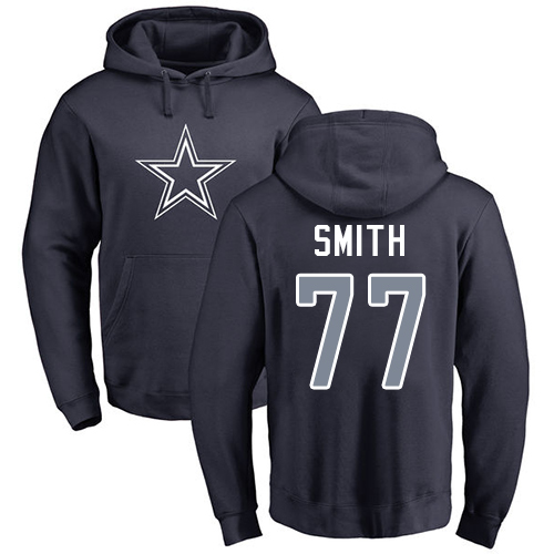 NFL Nike Dallas Cowboys #77 Tyron Smith Navy Blue Name & Number Logo Pullover Hoodie