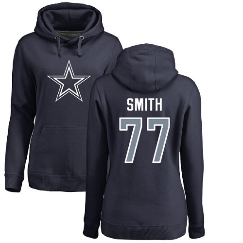 NFL Women's Nike Dallas Cowboys #77 Tyron Smith Navy Blue Name & Number Logo Pullover Hoodie