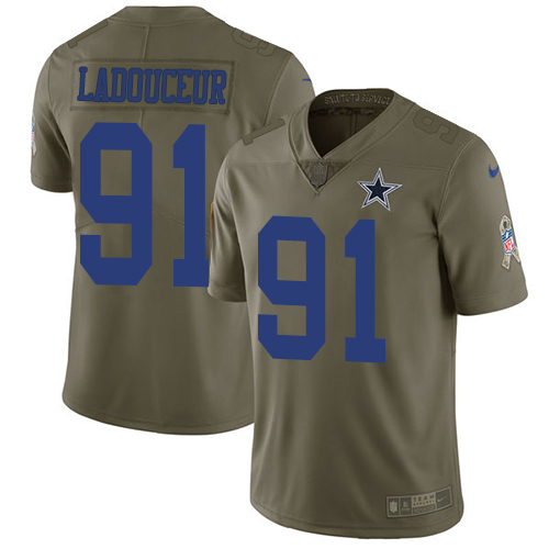 Youth Nike Dallas Cowboys #91 L. P. Ladouceur Limited Olive 2017 Salute to Service NFL Jersey