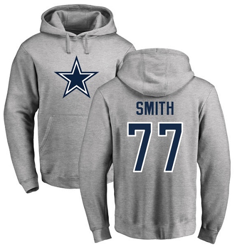 NFL Nike Dallas Cowboys #77 Tyron Smith Ash Name & Number Logo Pullover Hoodie