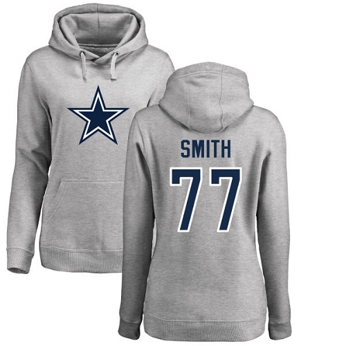 NFL Women's Nike Dallas Cowboys #77 Tyron Smith Ash Name & Number Logo Pullover Hoodie