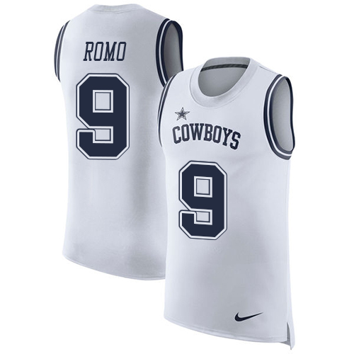 Men's Nike Dallas Cowboys #9 Tony Romo White Rush Player Name & Number Tank Top NFL Jersey