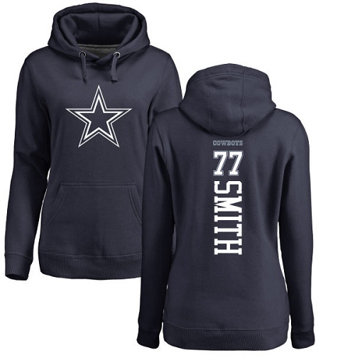 NFL Women's Nike Dallas Cowboys #77 Tyron Smith Navy Blue Backer Pullover Hoodie