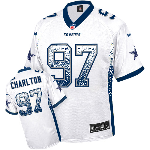 Men's Nike Dallas Cowboys #97 Taco Charlton Elite White Drift Fashion NFL Jersey