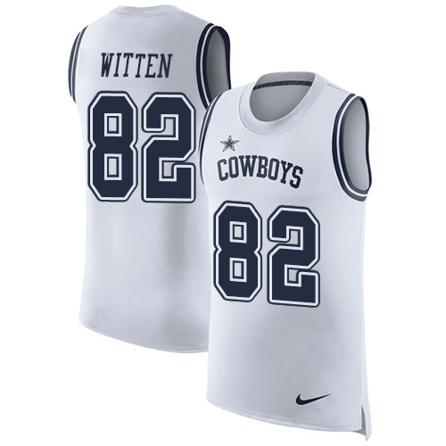 Men's Nike Dallas Cowboys #82 Jason Witten White Rush Player Name & Number Tank Top NFL Jersey