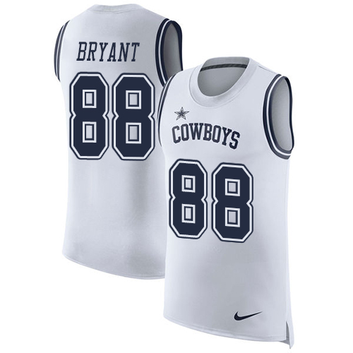 Men's Nike Dallas Cowboys #88 Dez Bryant White Rush Player Name & Number Tank Top NFL Jersey