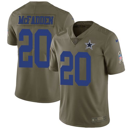 Youth Nike Dallas Cowboys #20 Darren McFadden Limited Olive 2017 Salute to Service NFL Jersey