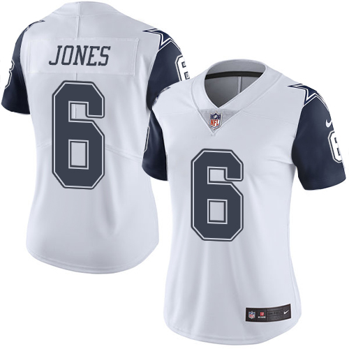 Women's Nike Dallas Cowboys #6 Chris Jones Limited White Rush Vapor Untouchable NFL Jersey