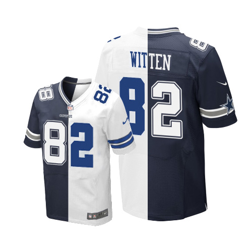 Men's Nike Dallas Cowboys #82 Jason Witten Elite Navy Blue/White Split Fashion NFL Jersey