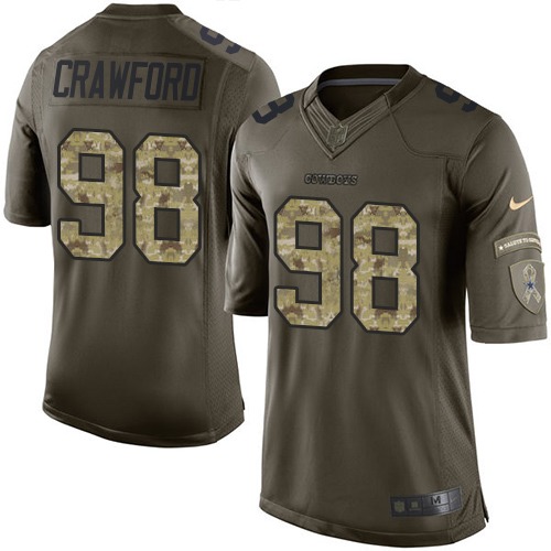 Men's Nike Dallas Cowboys #98 Tyrone Crawford Limited Green Salute to Service NFL Jersey