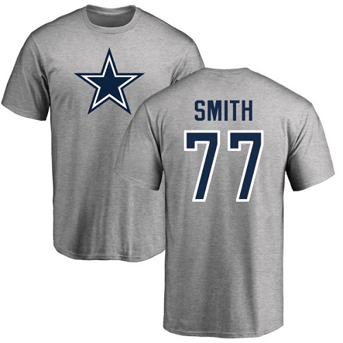 NFL Nike Dallas Cowboys #77 Tyron Smith Ash Name & Number Logo T-Shirt