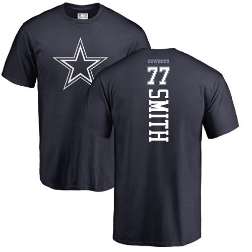 NFL Nike Dallas Cowboys #77 Tyron Smith Navy Blue Backer T-Shirt