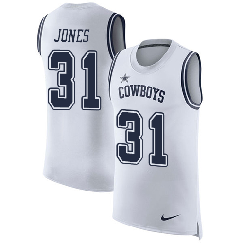 Men's Nike Dallas Cowboys #31 Byron Jones White Rush Player Name & Number Tank Top NFL Jersey