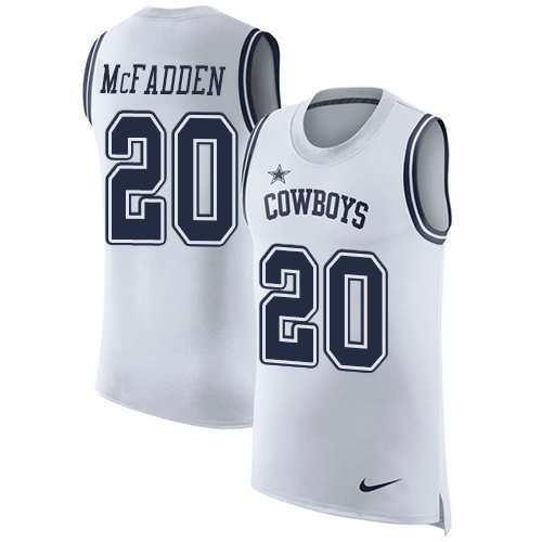 Men's Nike Dallas Cowboys #20 Darren McFadden White Rush Player Name & Number Tank Top NFL Jersey