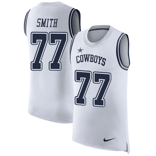 Men's Nike Dallas Cowboys #77 Tyron Smith White Rush Player Name & Number Tank Top NFL Jersey