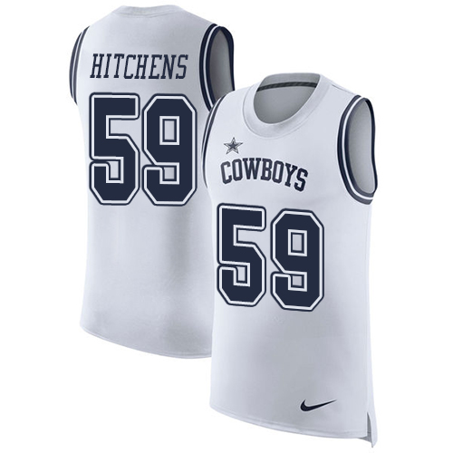 Men's Nike Dallas Cowboys #59 Anthony Hitchens White Rush Player Name & Number Tank Top NFL Jersey