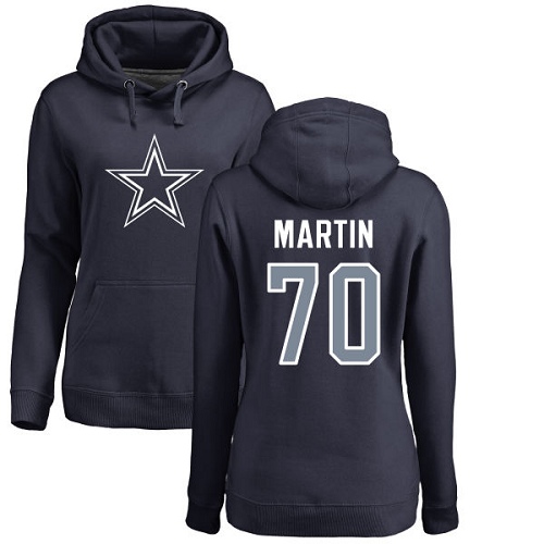 NFL Women's Nike Dallas Cowboys #70 Zack Martin Navy Blue Name & Number Logo Pullover Hoodie