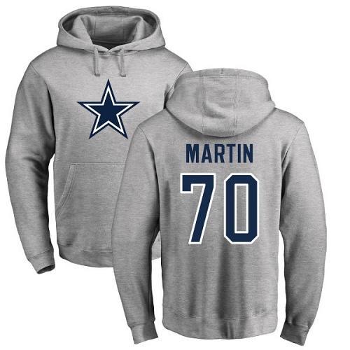 NFL Nike Dallas Cowboys #70 Zack Martin Ash Name & Number Logo Pullover Hoodie