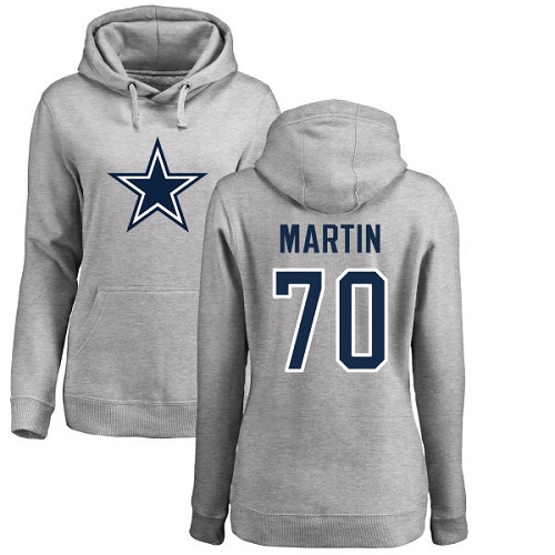 NFL Women's Nike Dallas Cowboys #70 Zack Martin Ash Name & Number Logo Pullover Hoodie