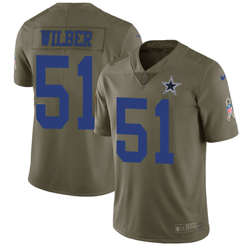 Men's Nike Dallas Cowboys #51 Kyle Wilber Limited Olive 2017 Salute to Service NFL Jersey