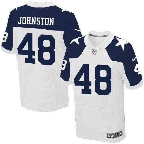 Men's Nike Dallas Cowboys #48 Daryl Johnston Elite White Throwback Alternate NFL Jersey