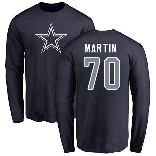 NFL Nike Dallas Cowboys #70 Zack Martin Navy Blue Name & Number Logo Long Sleeve T-Shirt