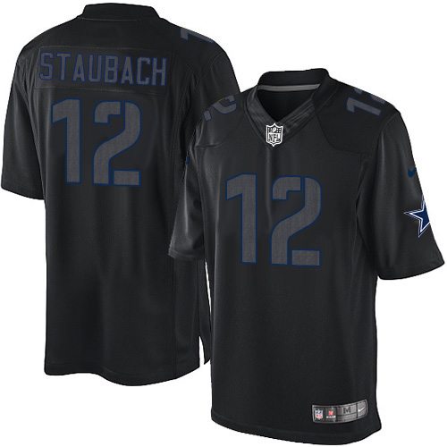 Men's Nike Dallas Cowboys #12 Roger Staubach Limited Black Impact NFL Jersey