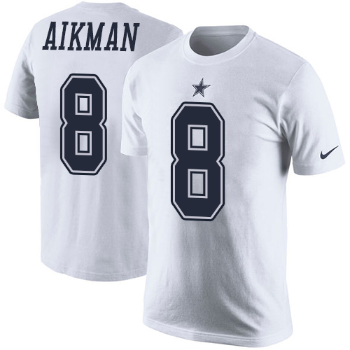 NFL Men's Nike Dallas Cowboys #8 Troy Aikman White Rush Pride Name & Number T-Shirt