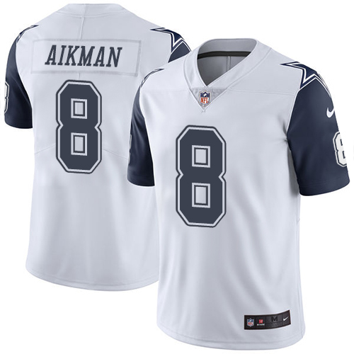 Men's Nike Dallas Cowboys #8 Troy Aikman Limited White Rush Vapor Untouchable NFL Jersey
