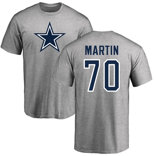 NFL Nike Dallas Cowboys #70 Zack Martin Ash Name & Number Logo T-Shirt
