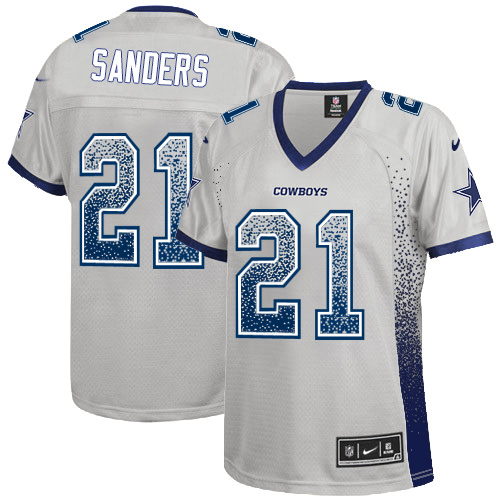 Women's Nike Dallas Cowboys #21 Deion Sanders Elite Grey Drift Fashion NFL Jersey