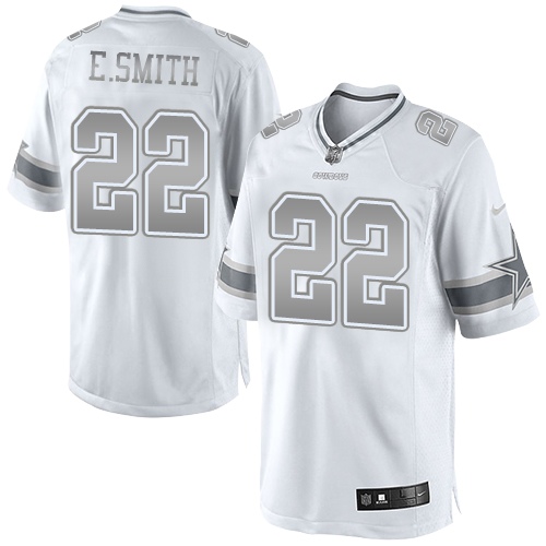 Men's Nike Dallas Cowboys #22 Emmitt Smith Limited White Platinum NFL Jersey