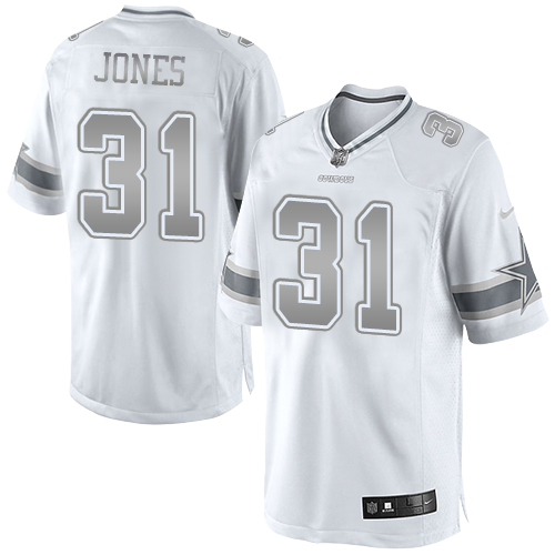 Men's Nike Dallas Cowboys #31 Byron Jones Limited White Platinum NFL Jersey