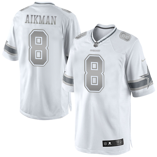 Men's Nike Dallas Cowboys #8 Troy Aikman Limited White Platinum NFL Jersey
